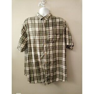 Woolrich Men's Green Grey White Short Sleeve Casual Button Down Shirt Si…